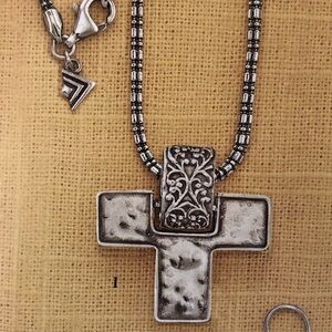 Vintage Silpada Sterling Silver Filigree Floral Scrolled Cross Pendant Necklace